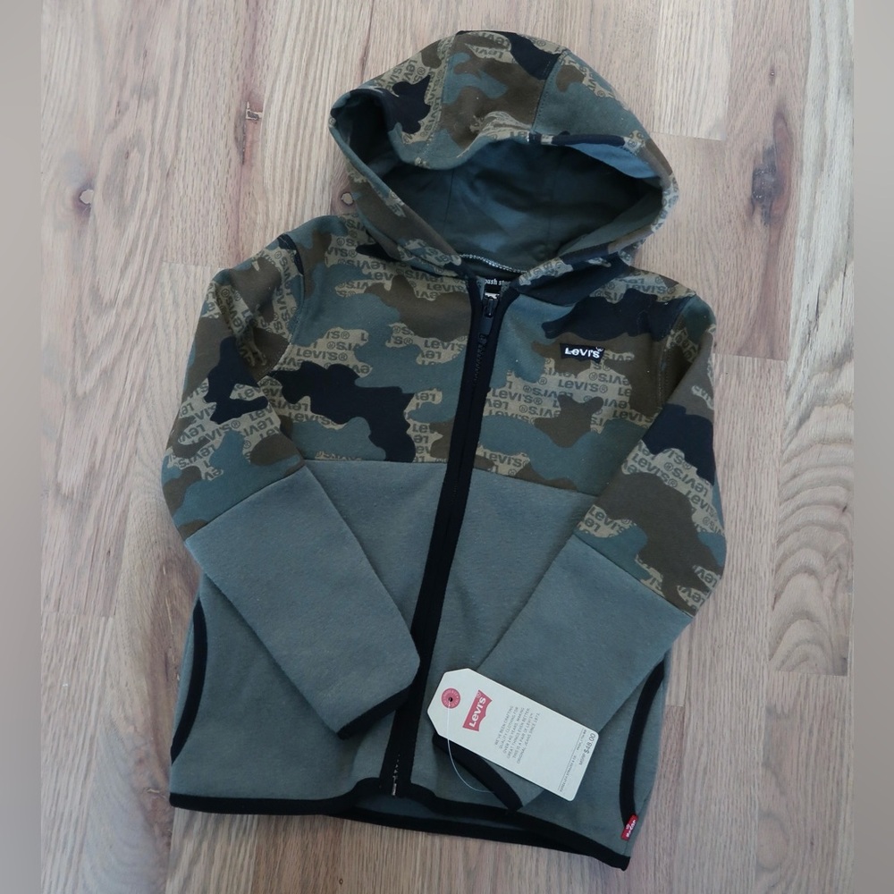 Levi's Kids Camouflage Hoodie - Green, Brown, and Black 3T